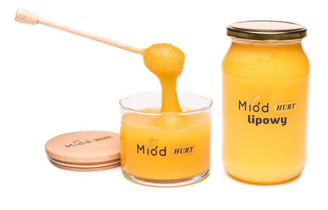 Miód Lipowy Gęsty  (słoik szklany 1,2 kg) - Karton 12 sztuk