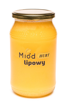 Miód Lipowy Gęsty  (słoik szklany 1,2 kg) - Karton 12 sztuk